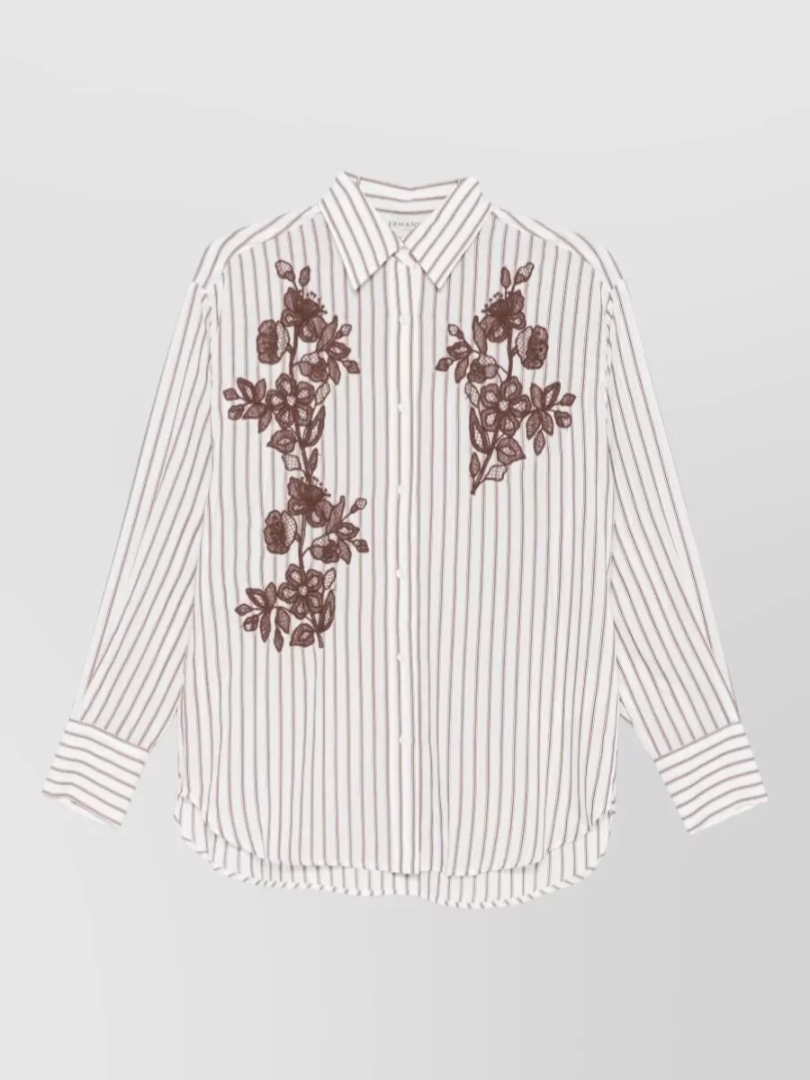 Ermanno Firenze Striped Embroidered Shirt
