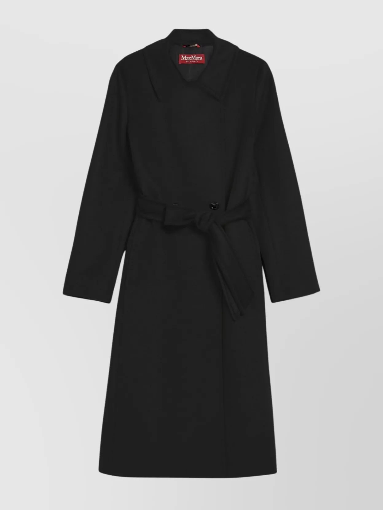 Max Mara Coat With Belted Waist And Side Pockets In Black