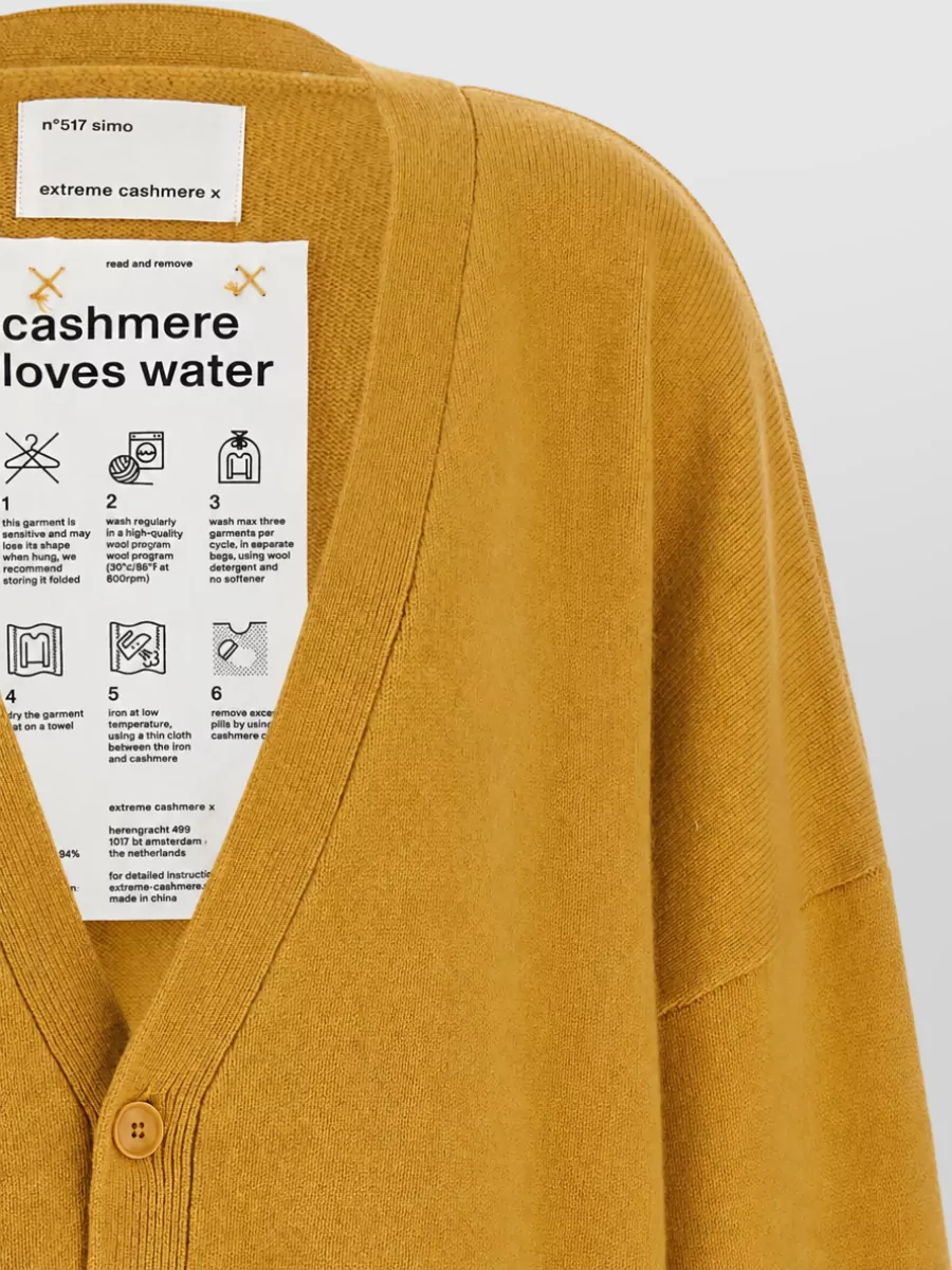 Extreme Cashmere Cashmere Ribbed Oversized V-Neck Cardigan