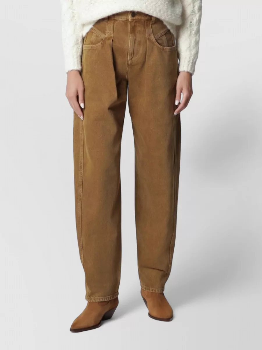 Isabel Marant denim high-rise pleated barrel-leg jeans