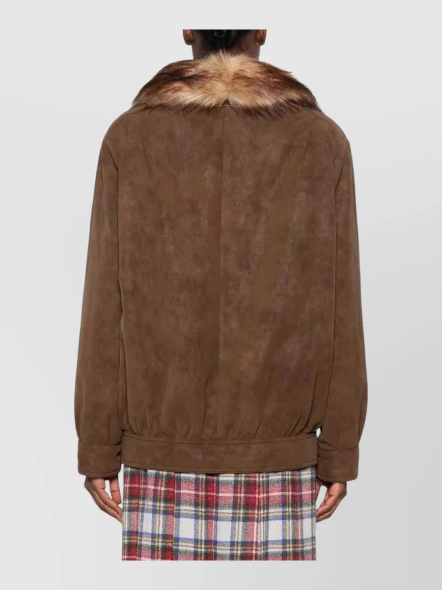 Mm6 Maison Margiela Faux Fur Collar Jacket