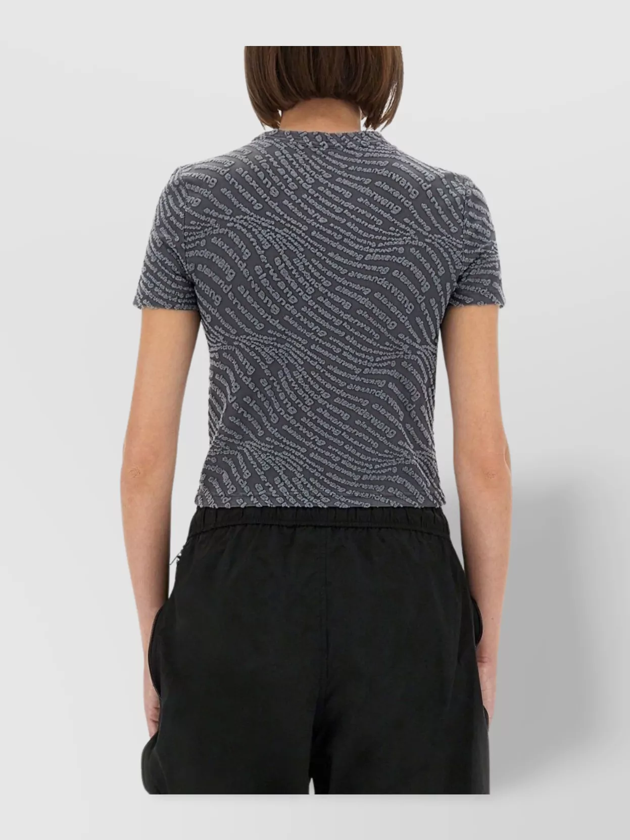 Alexander Wang Short Sleeve Round Neck Cropped Top