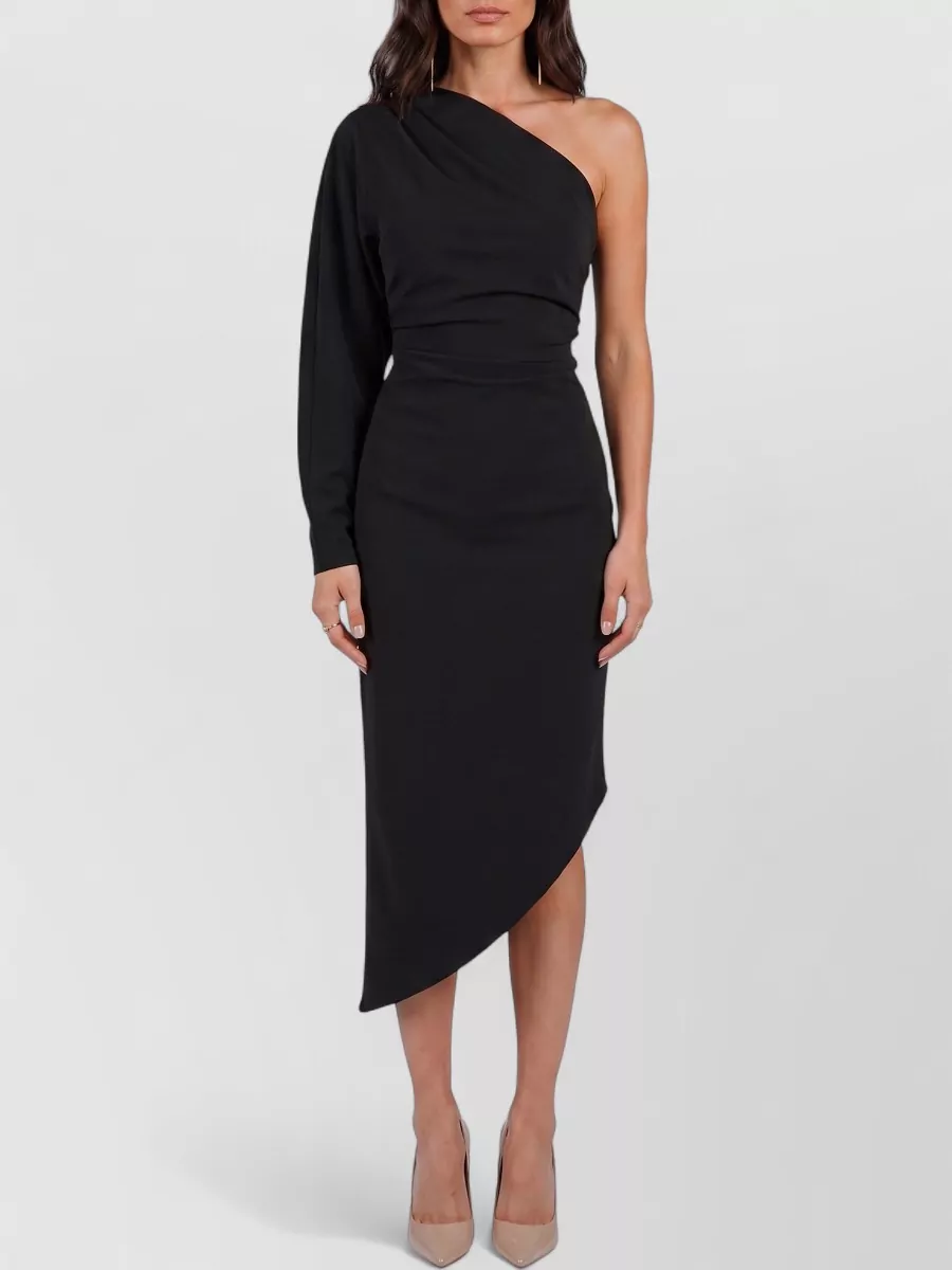 Federica Tosi one-shoulder long-sleeve asymmetric draped midi dress
