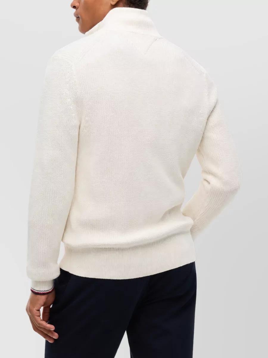 Tommy Hilfiger Cotton Ribbed Zip-Up Mock-Neck Jumper