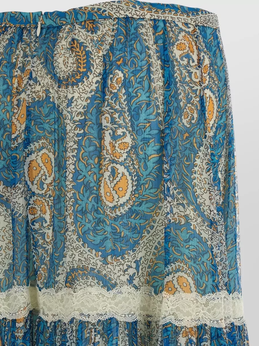 Etro Lace Trim Paisley Tiered Sheer Skirt