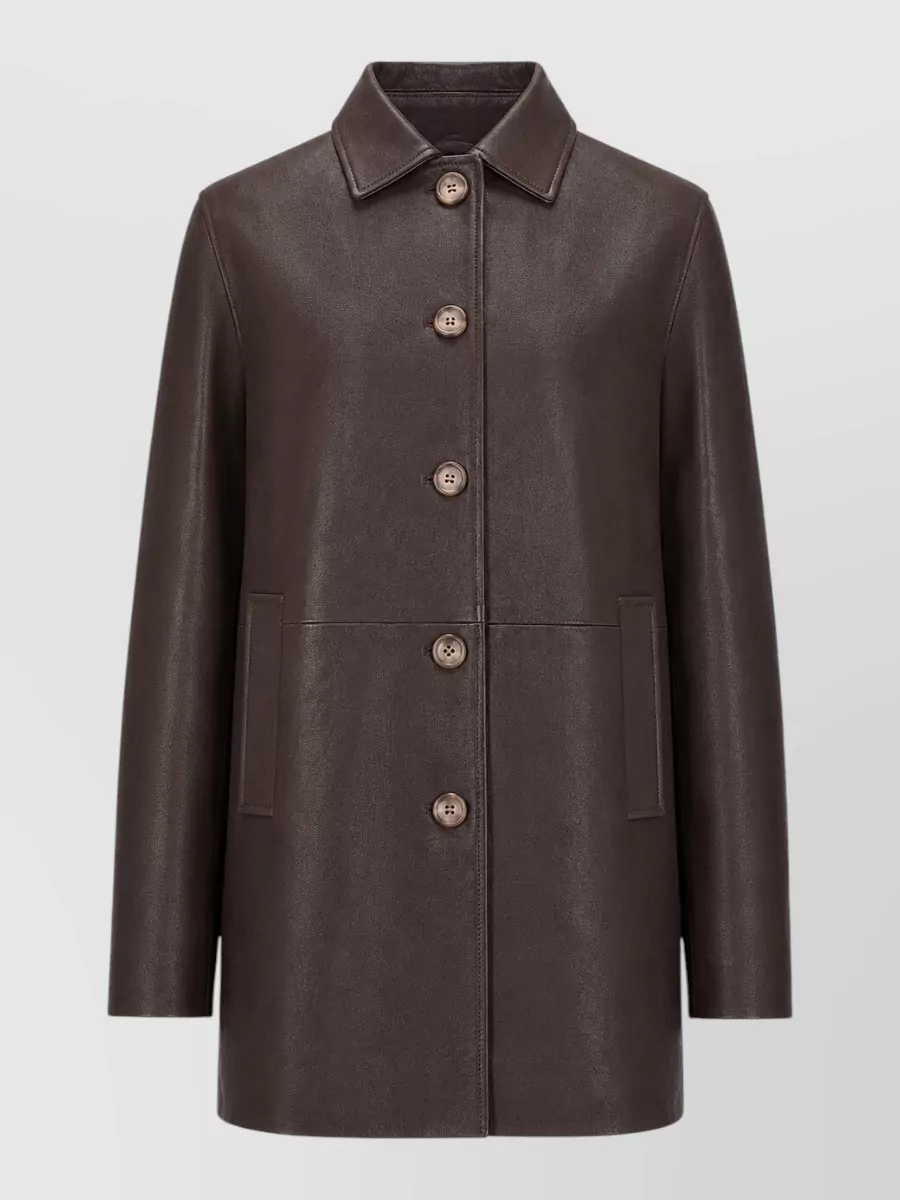 La Rose leather single breasted coat