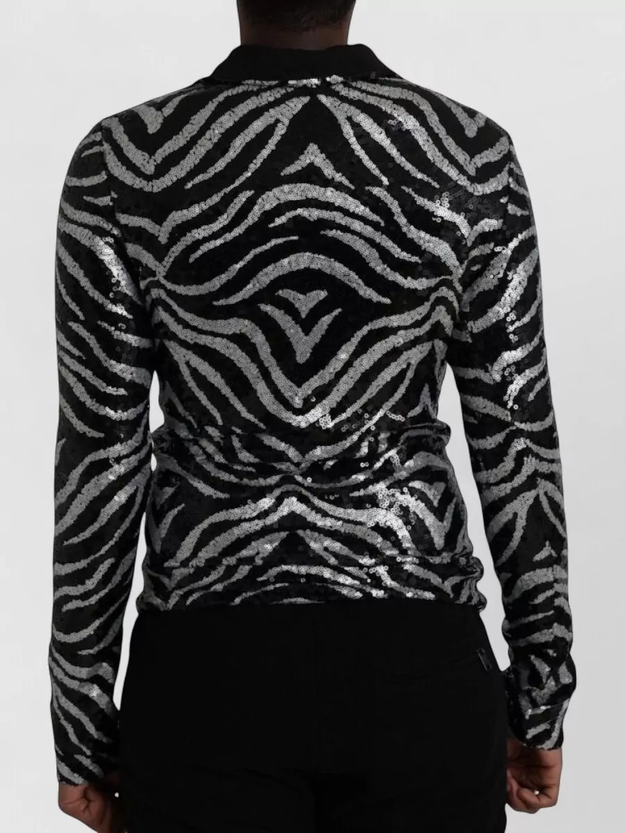 Dolce&Gabbana Sequin-Embellished Zebra-Print Long-Sleeve Shirt