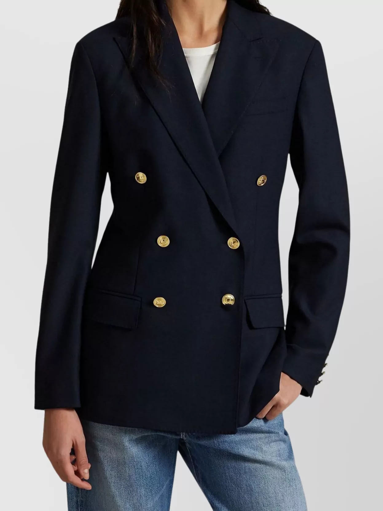 Ralph Lauren Double-Breasted Blazer Gold-Tone Buttons