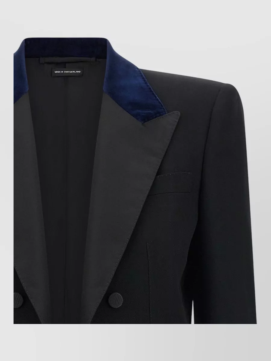 Tom Ford Wool Cropped Asymmetric Tuxedo Blazer