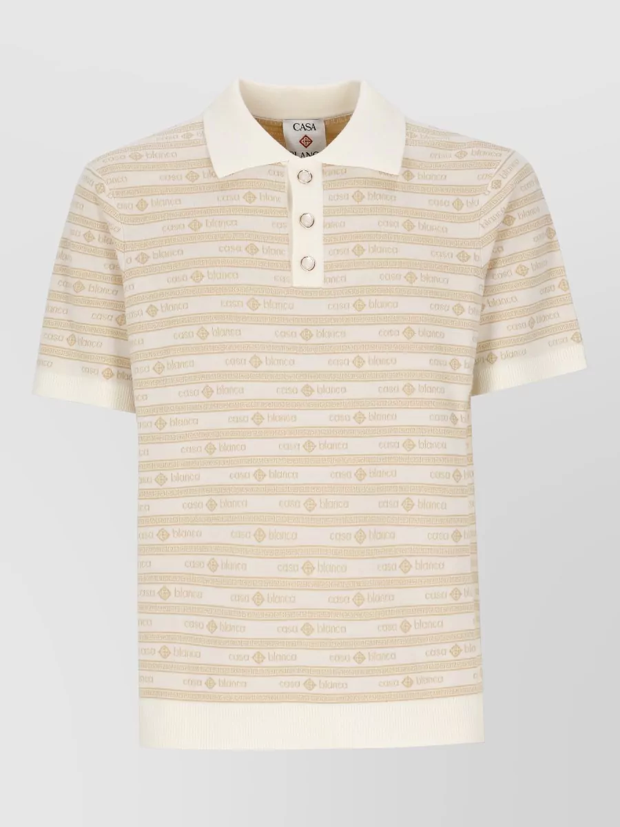 Casablanca wool logo-pattern short-sleeve polo shirt