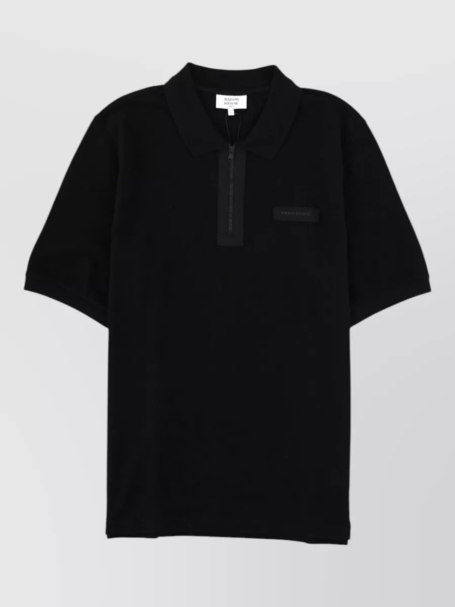 Maison Kitsuné organic cotton zip polo shirt