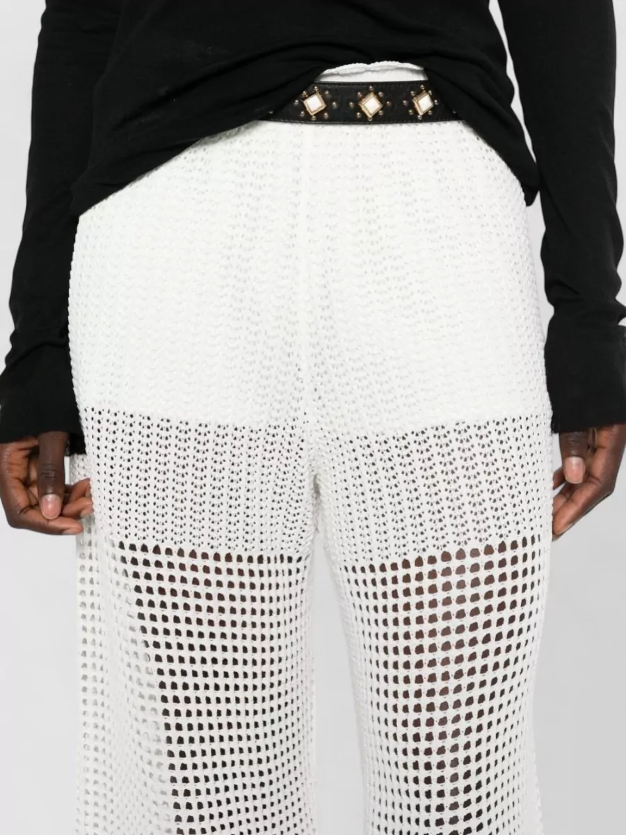Iro Crochet-Knit Wool Wide-Leg Cropped Beach Trousers