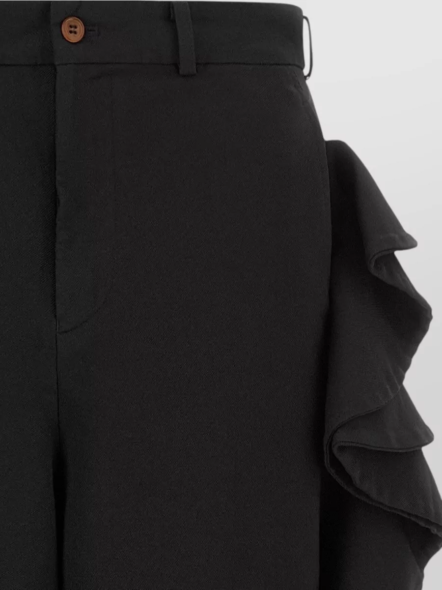 Comme Des Garçons Wide-Leg Ruffled Cropped Trousers