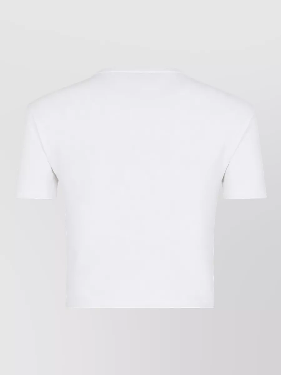 Fendi Cropped Ribbed Logo Top Short Sleeves