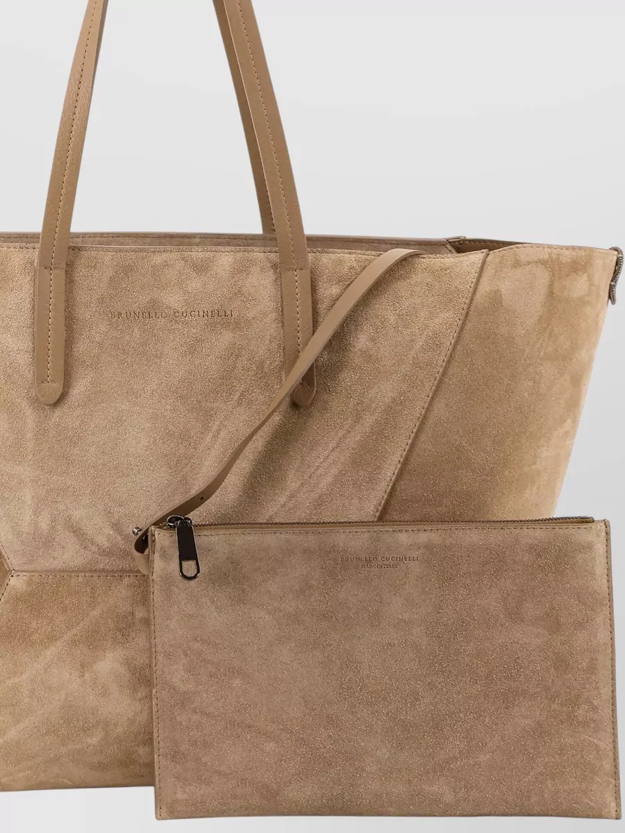Brunello Cucinelli Monili Suede Leather Tote Bag
