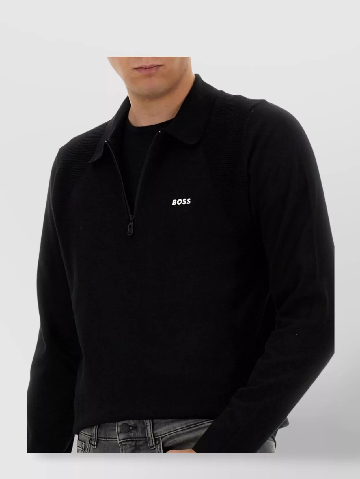 HUGO BOSS LOGO SWEATSHIRT WITH RIBBED CUFFS AND HEM 