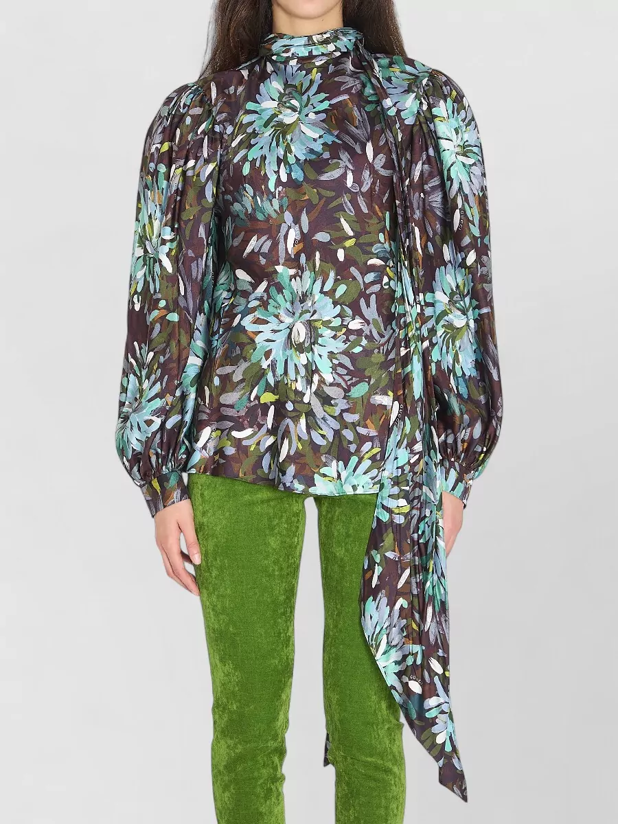 Gucci Silk Twill Shirt Bow Neck Scarf