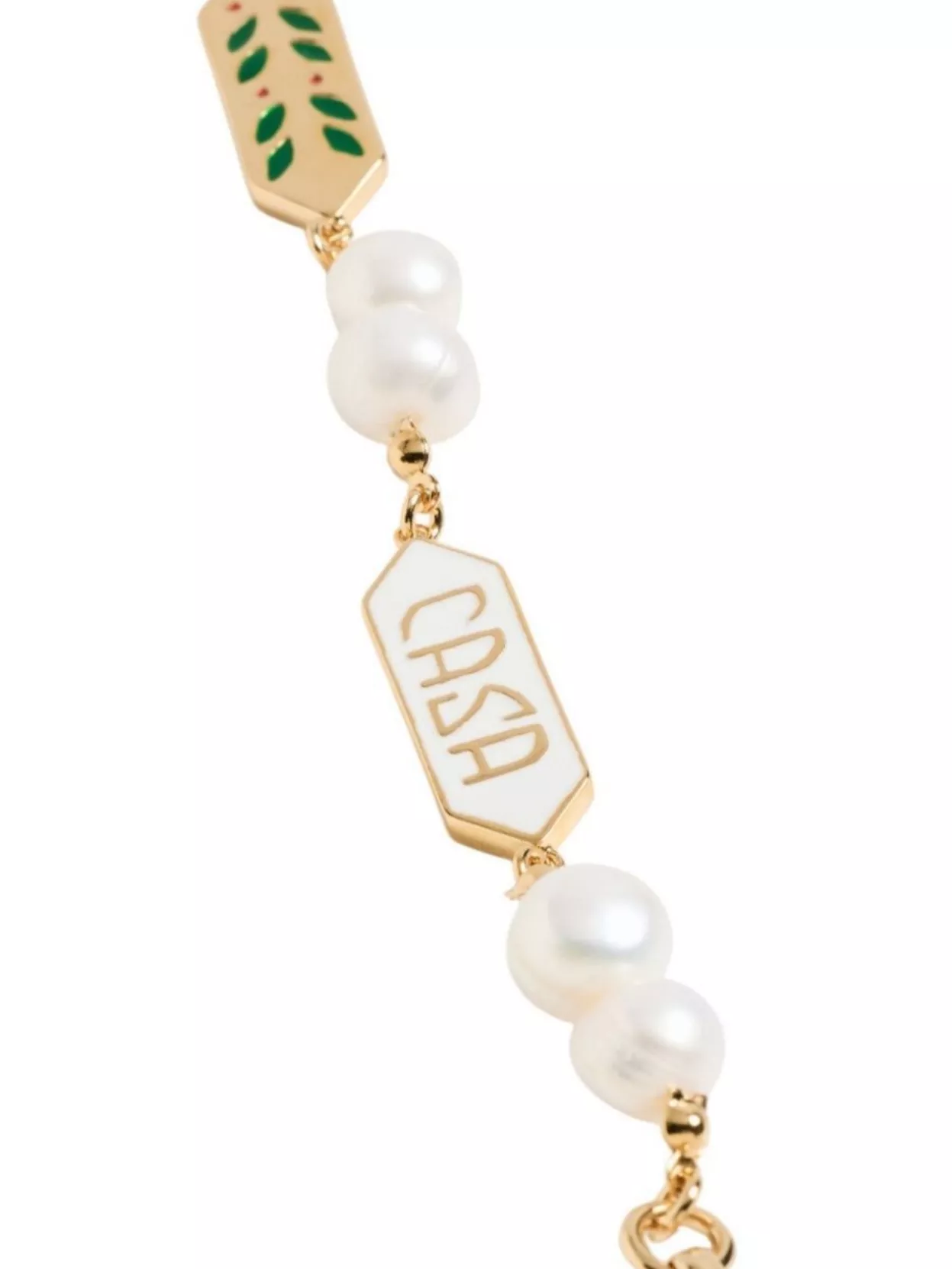 Casablanca Pearl Accented Brass Bracelet Logo