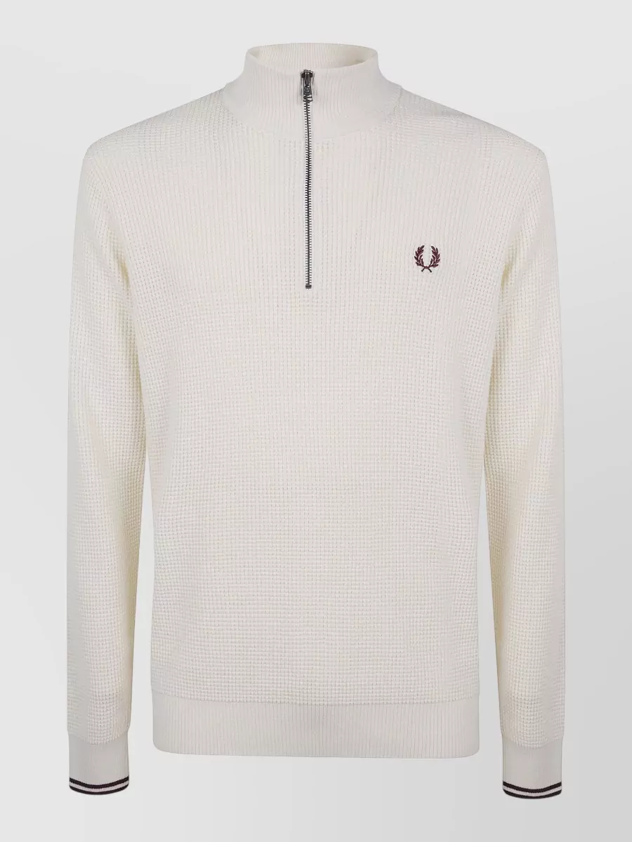 Fred Perry Cotton Waffle-Knit Half-Zip Jumper