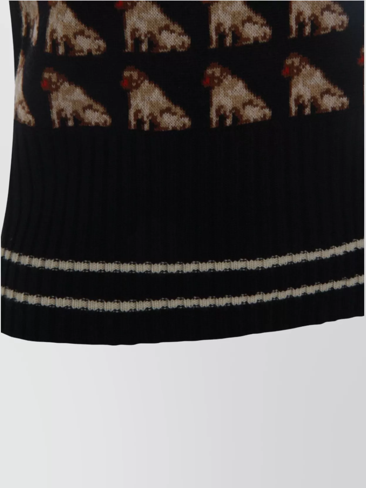 Valentino Sleeveless V Neck Dog Pattern Knitwear
