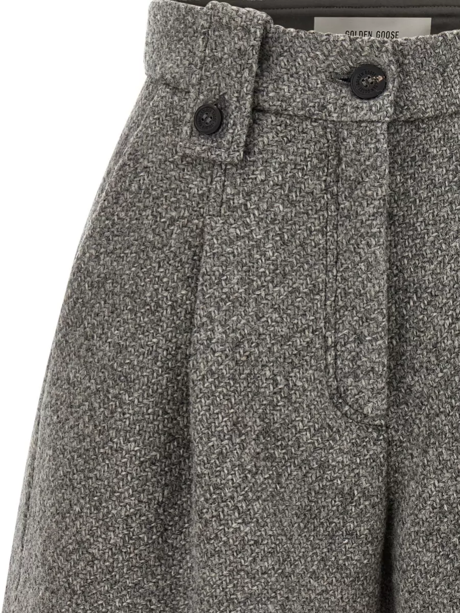 Golden Goose Virgin Wool High-Rise Wide-Leg Cropped Trousers