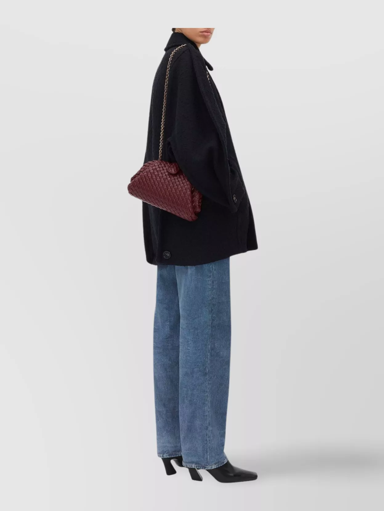 Bottega Veneta Woven Leather Chain Small Clutch Bag