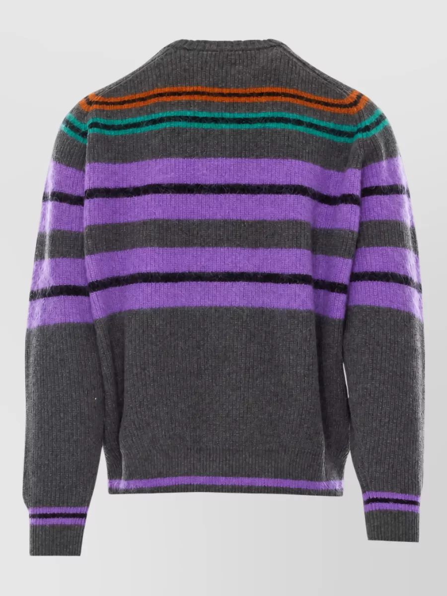 Lanvin Striped Wool Mohair Cashmere Crewneck Sweater