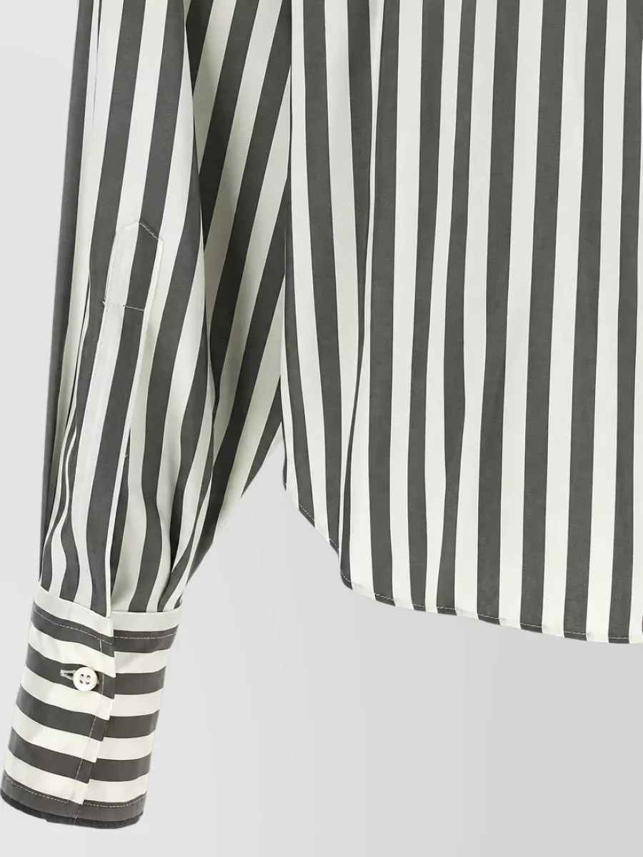 Brunello Cucinelli Silk striped long-sleeve shirt with removable scarf