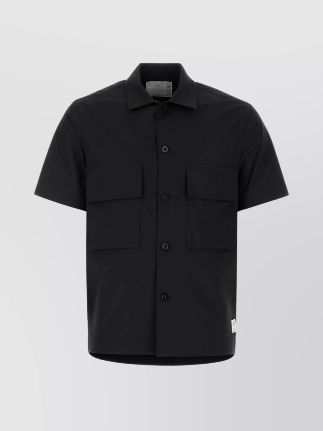 Shop Sacai Straight Hem Shirt With Point Collar And Chest Pockets