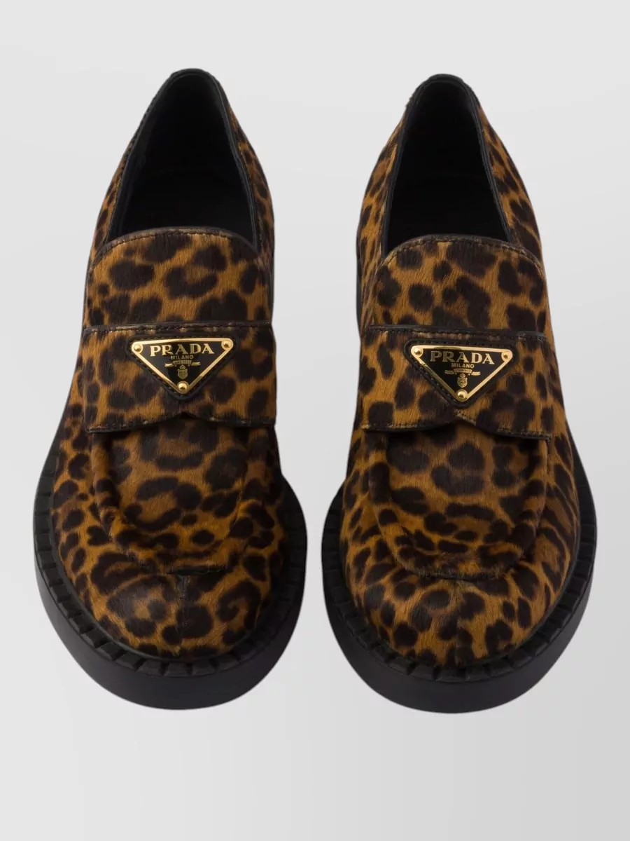 Prada Calf Hair Leopard Print 50Mm Loafers