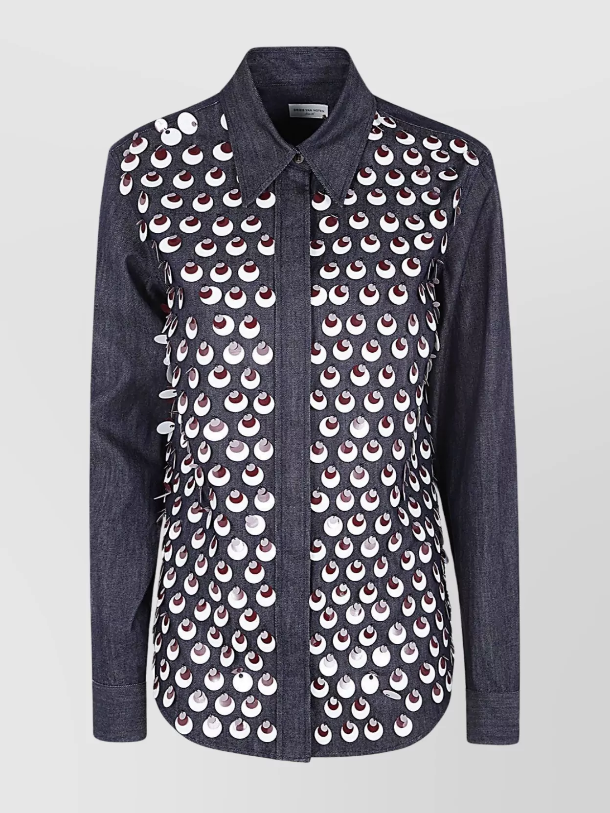 Dries Van Noten Long Sleeve Sequin Embellished Shirt In Multi