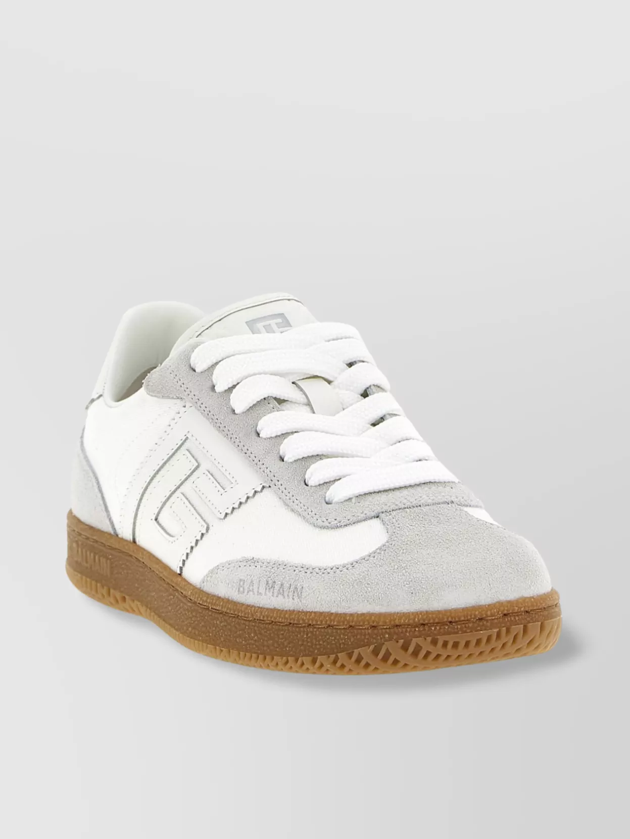 Balmain Swan Low-Top Sneakers With Suede Accents