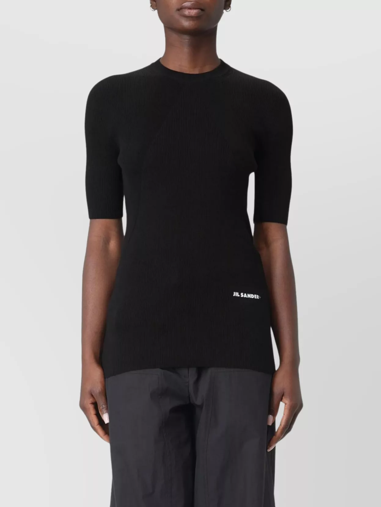 Jil Sander Short Sleeve Fitted Knit Sweater