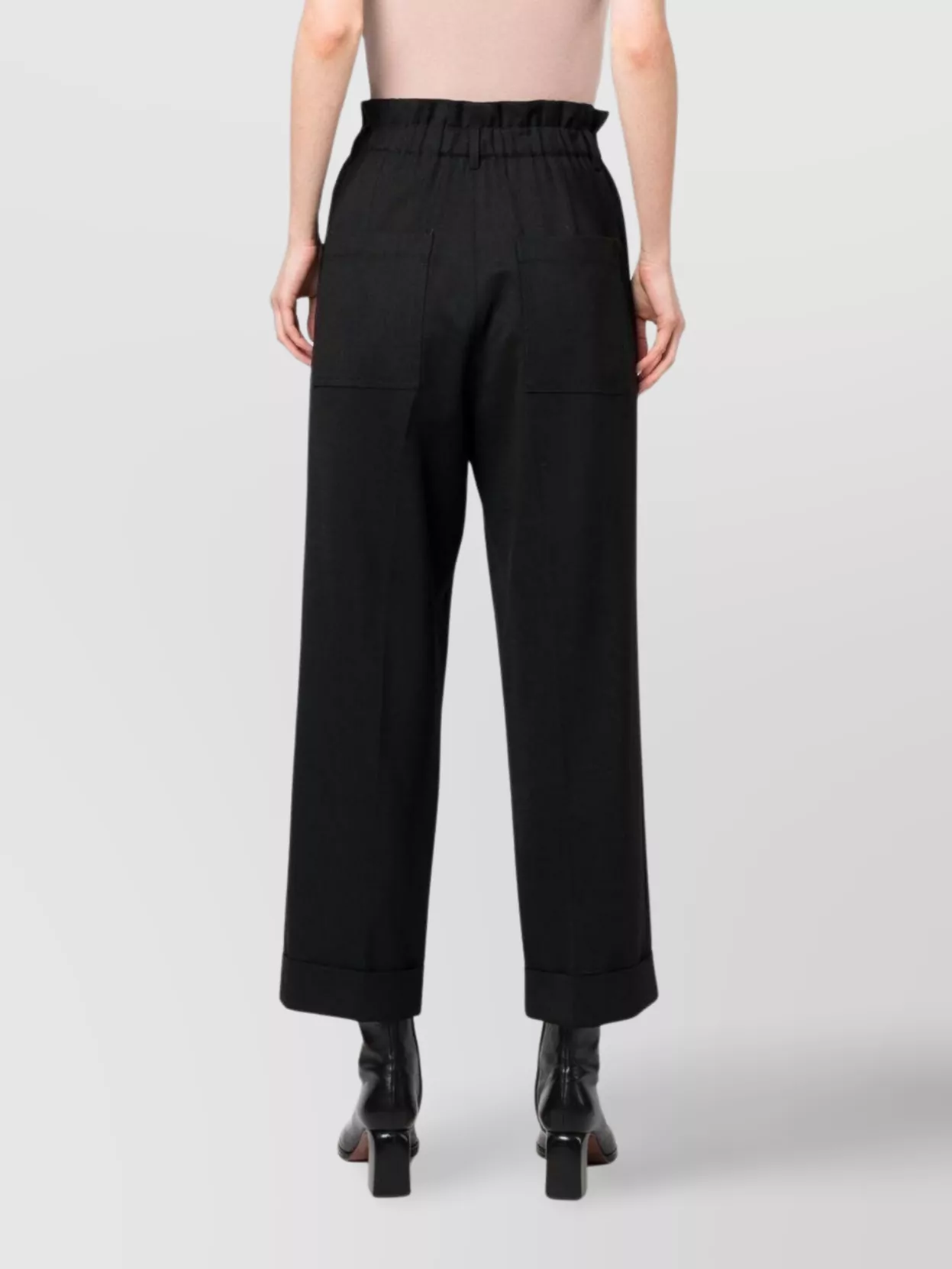 Parosh High-Waisted Wool Blend Trousers With Paperbag Waist