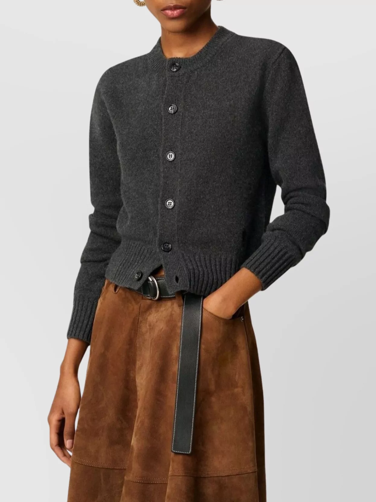 Ami Paris Cashmere Crew Neck Cardigan