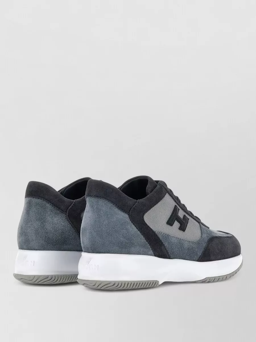 Hogan Suede Leather Sneakers Mesh Panels Rubber Sole