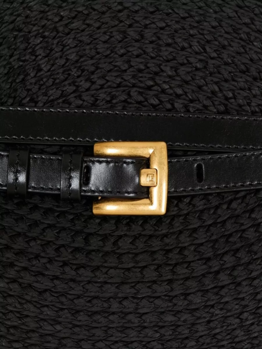 Balmain Shoulder Bag Top Handle Woven Leather