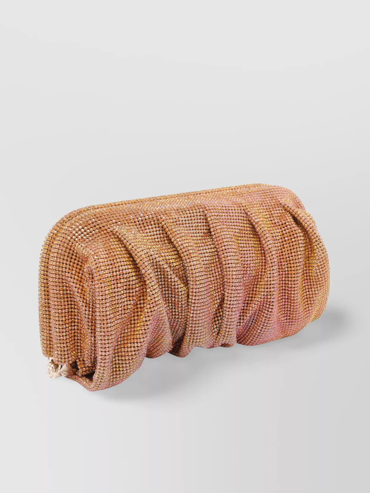 Benedetta Bruzziches Rectangular Rhinestone Ruched Clutch Bag