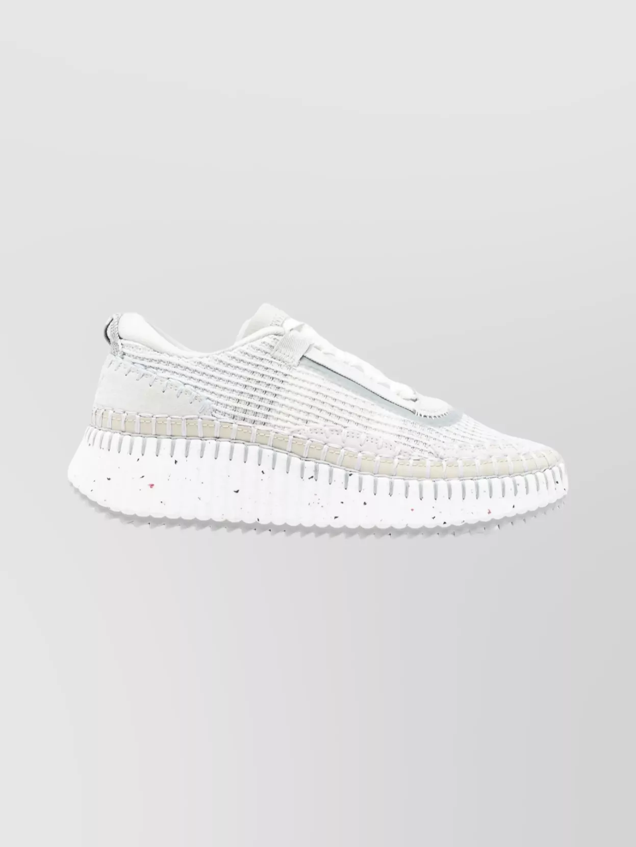 Chloé Hand-Stitched Mesh Round Toe Low-Top Sneakers