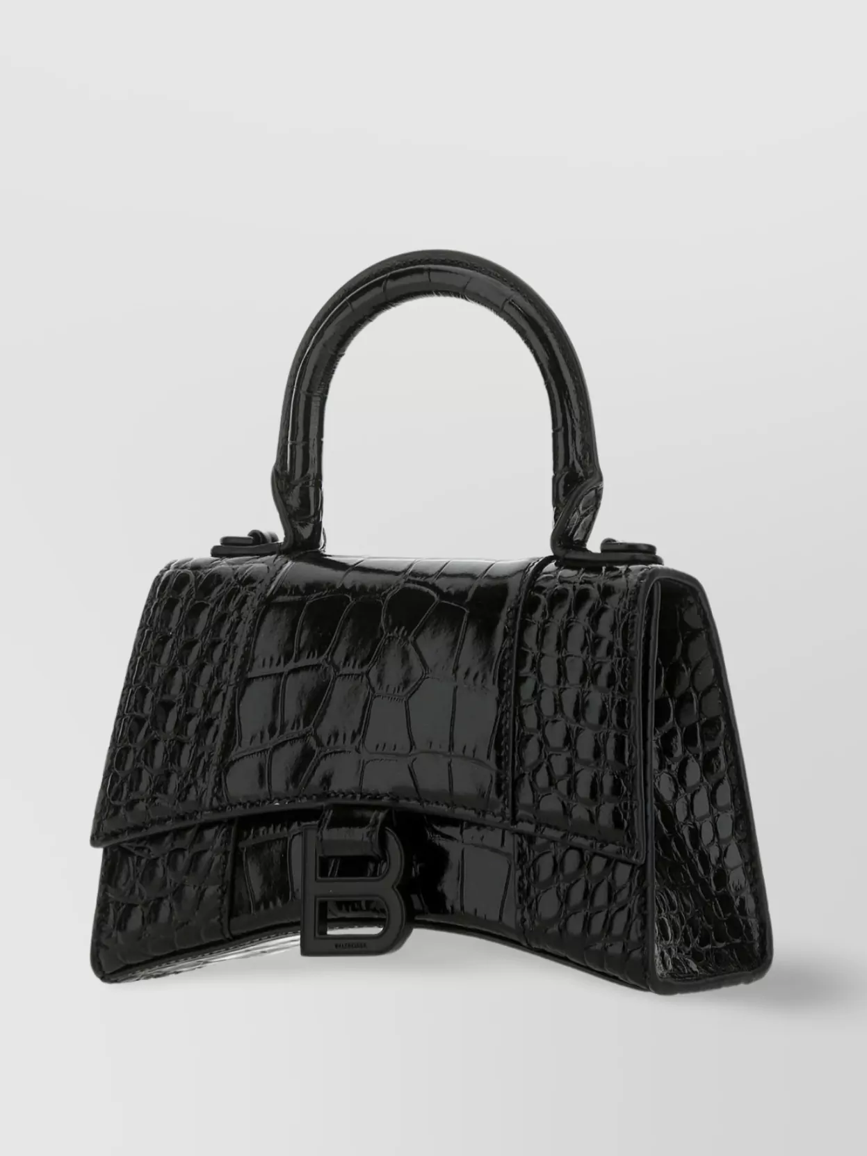 Shop Balenciaga Hourglass Xs Crocodile Effect Top Handle Handbag