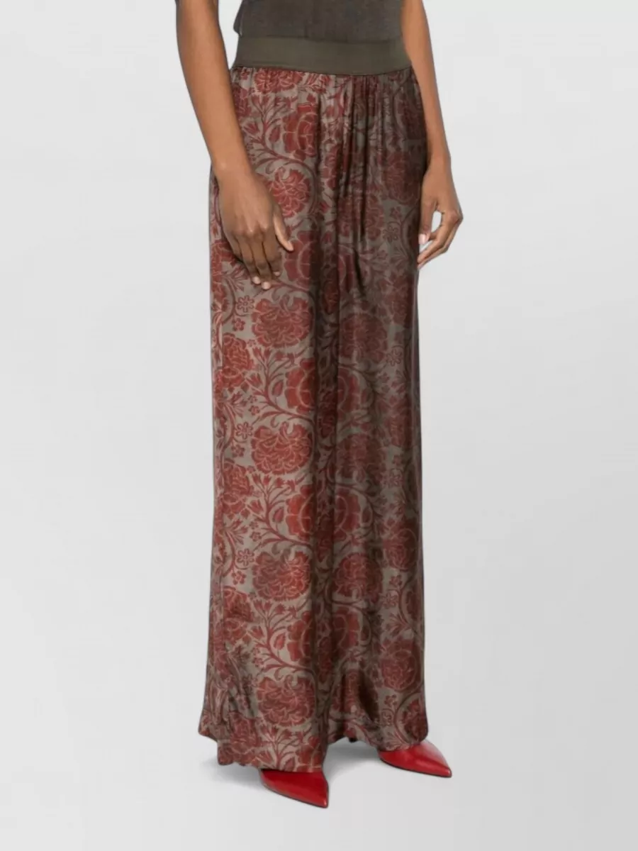 Uma Wang Pansy Floral High Rise Wide Leg Trousers