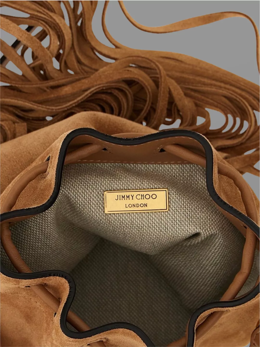 Jimmy Choo Mini Bucket Bag Fringe Detailing