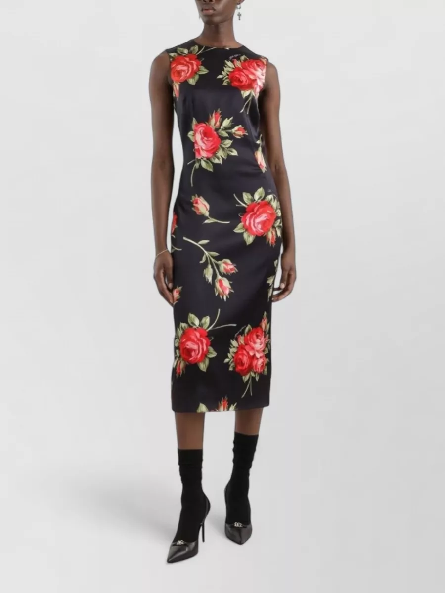 Dolce&Gabbana Floral-Print Sleeveless Midi Dress