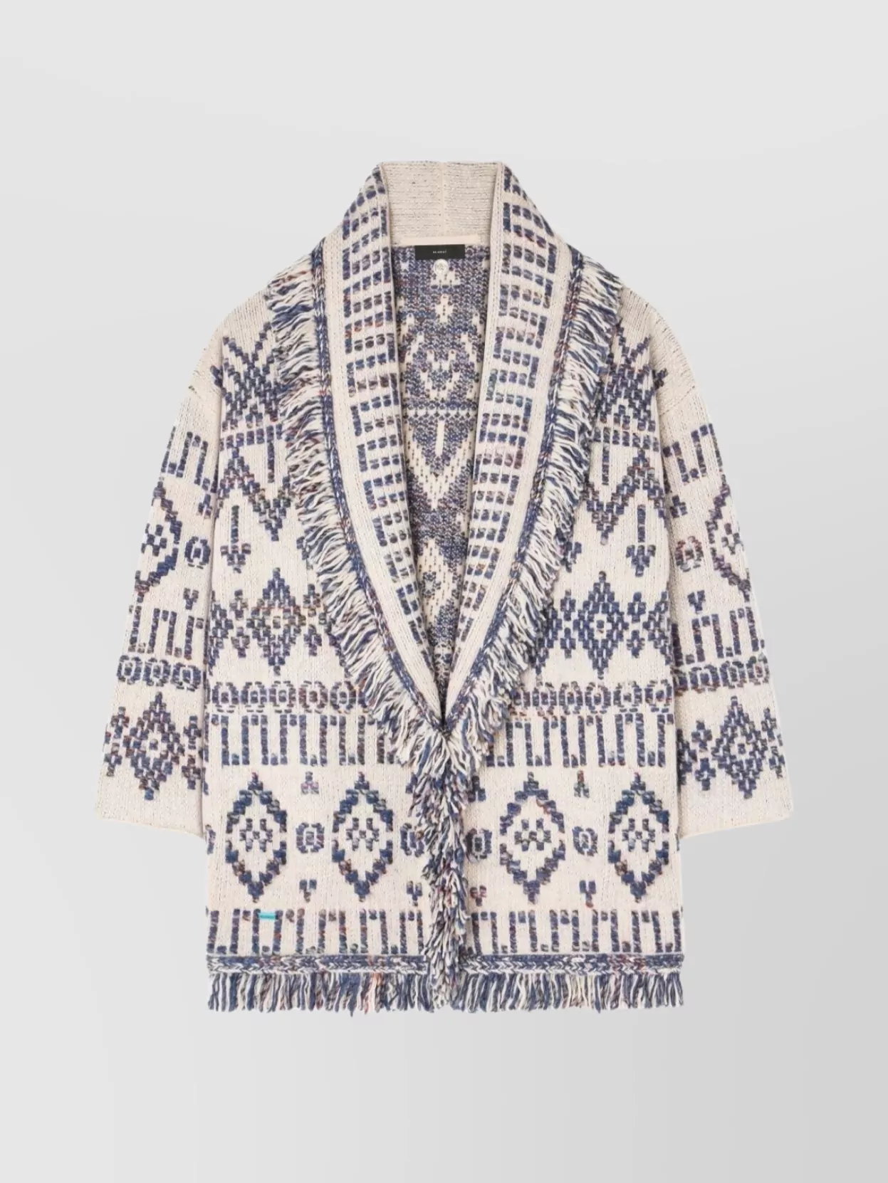Alanui Wool Cardigan With Belted Waist And Fringe In Gray