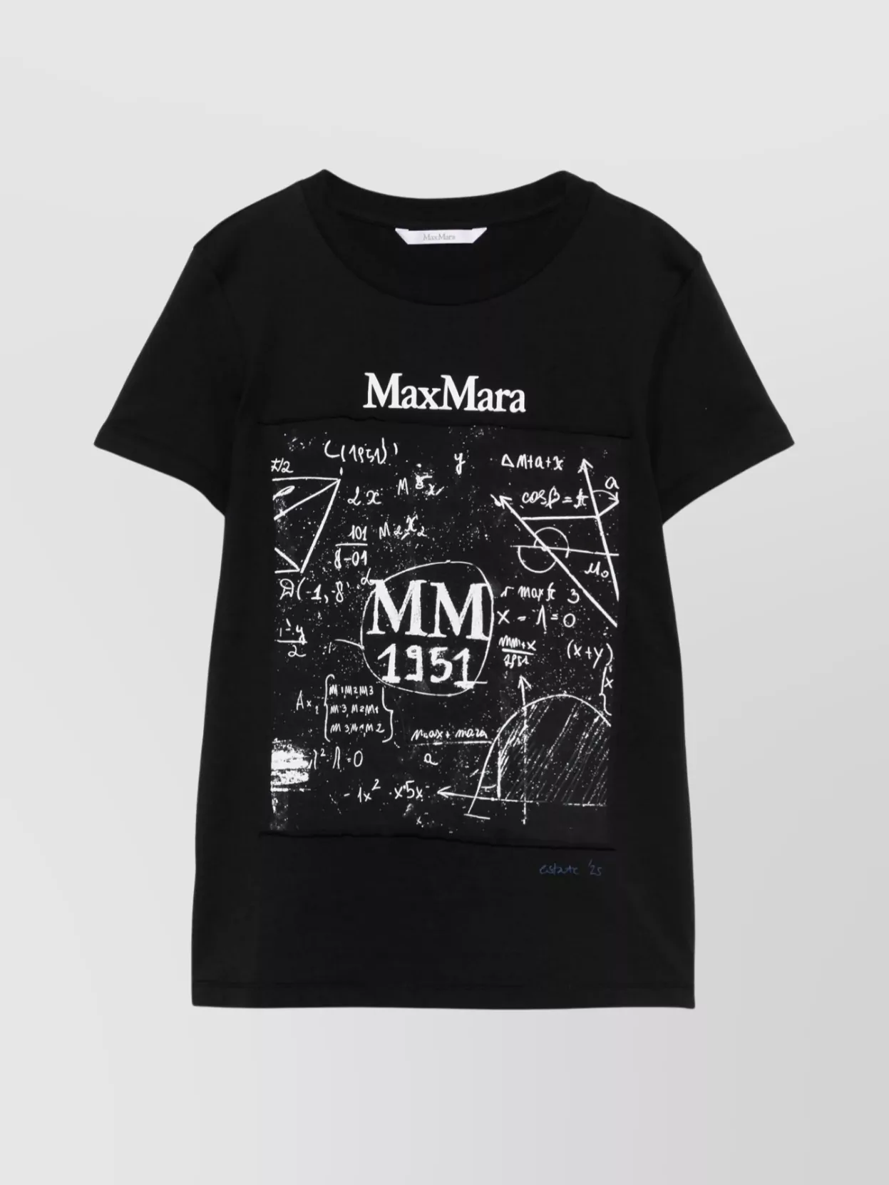 Max Mara Graphic Print Crew Neck Short Sleeve Top In Black