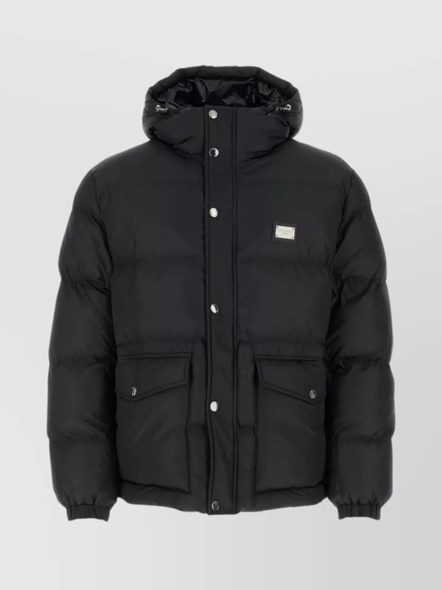 Shop Dolce & Gabbana Hooded Padded Quilted Polyester Jacket In Black