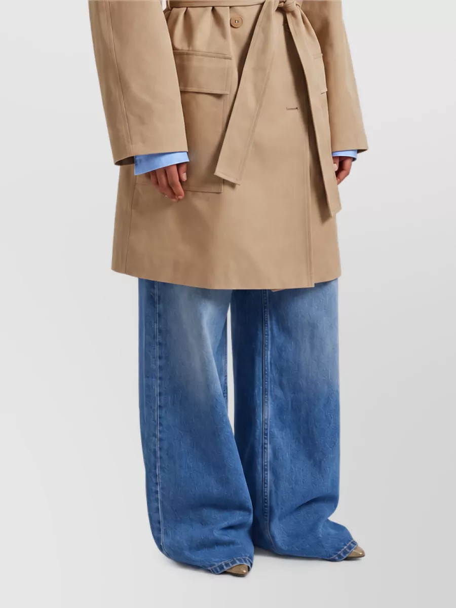 The Frankie Shop Cotton Double-Breasted Belted Short Trench Coat