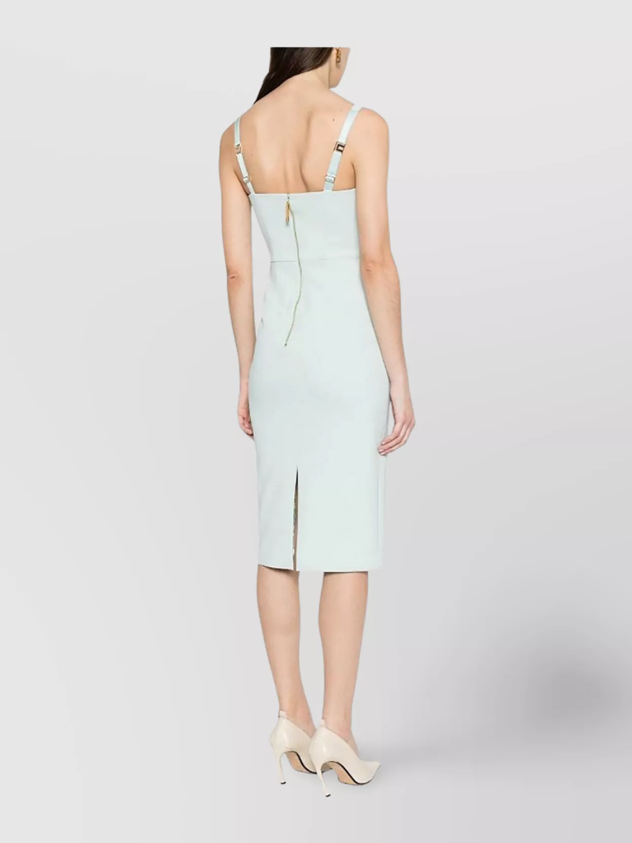 Elisabetta Franchi Slit Back Fitted Midi Sleeveless Sweetheart