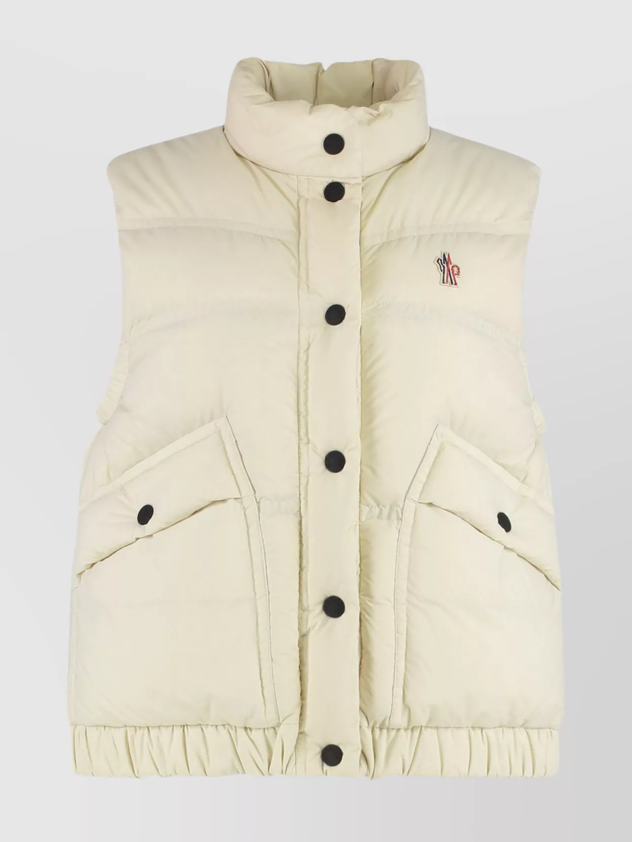 Moncler Sleeveless Padded Vest High Collar In Neutral