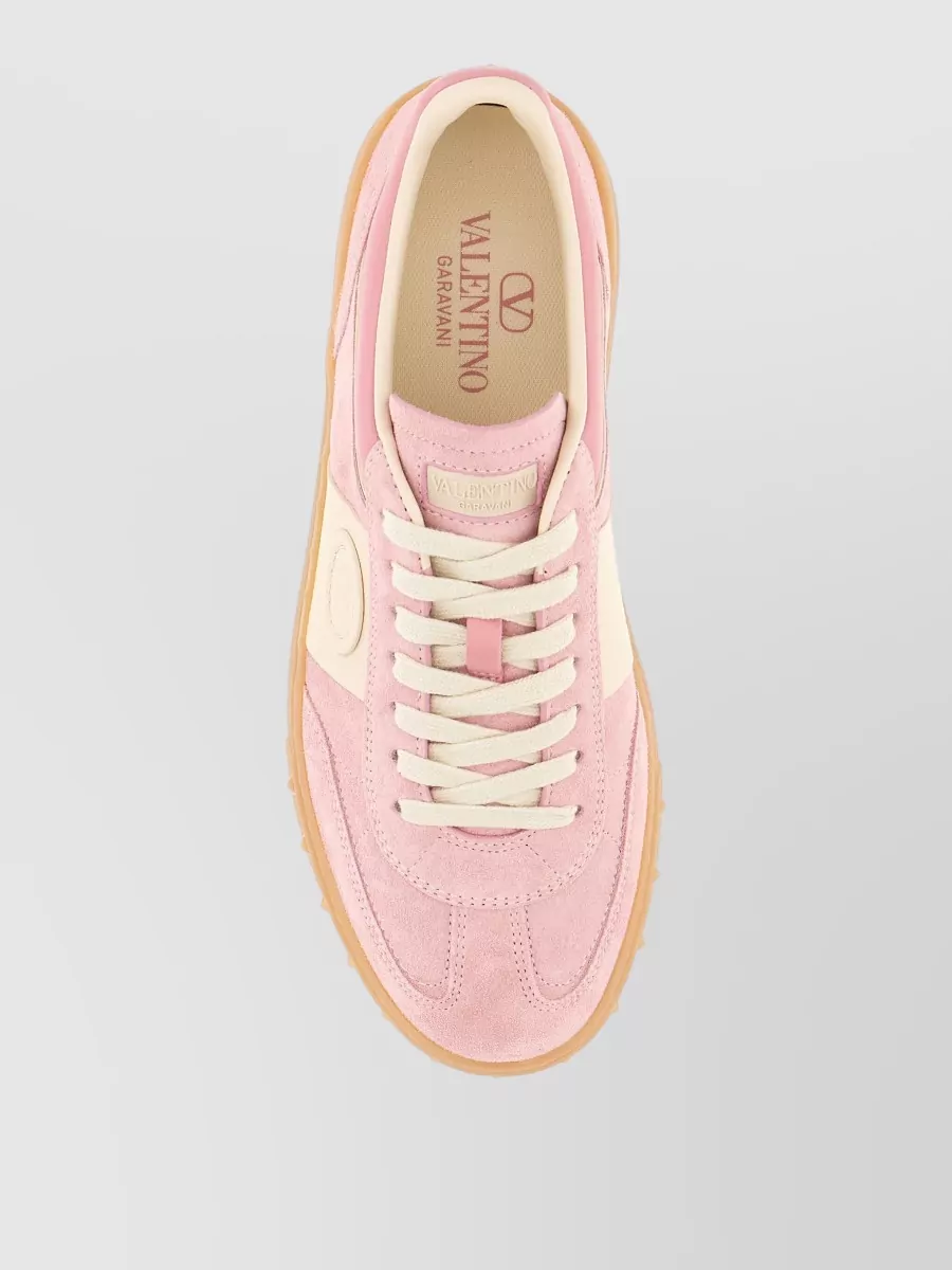 Valentino Low Top Sneakers Contrast Panel Rubber Sole